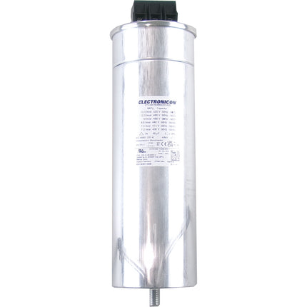 275.546-604800/221K02, 12.5kvar 525V 50Hz, Power Factor Correction Capacitor, 3 Phase, 75 x 230(+32 +5/-2)mm Gas Filled, 3 x 48.1uF, Internal Discharge Resistors