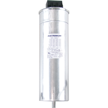275.546-703800/221K02, 10kvar 525V 50Hz, Power Factor Correction Capacitor, 3 Phase, 75 x 230(+32 +5/-2)mm Gas Filled, 3 x 38.5uF