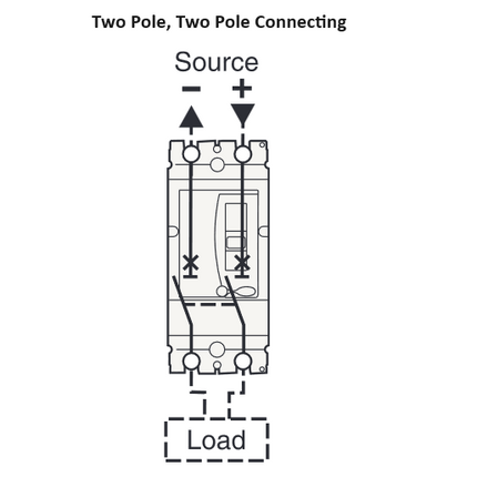 FGM6DC-2PL-320 180A, 2 Pole DC Moulded Case Circuit Breaker (MCCB) Fixed Type 20kA 180 Amp, 1000VDC