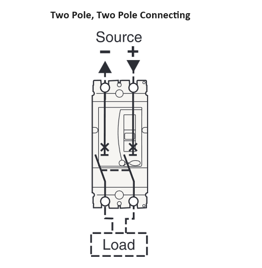 FGM6DC-2PL-630 500A, 2 Pole DC Moulded Case Circuit Breaker (MCCB) Fixed Type 20kA 500 Amp, 1000VDC
