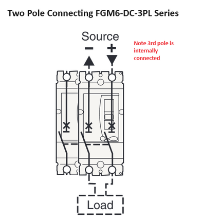 FGM6DC-3PL-320 315A, 3 Pole DC Moulded Case Circuit Breaker (MCCB) Fixed Type 20kA 315 Amp, 1500VDC