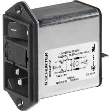 3-107-469, DD12 IEC Appliance Inlet IEC-320 C14/M with Standard EMC (RFI) Line Filter, Quick Connect Terminals, Snap In Mounting, 2 Pole Fused