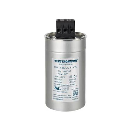 E62.K15-163D30, 3x16uF, 60x151mm 3 Phase, Heavy Duty AC Film Power Capacitor w/Stud -40 to 85 °C 200,000 hrs, Oil FIlled, 750VAC