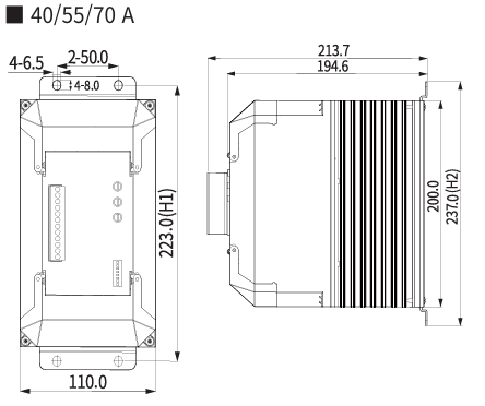 TPR-3SL040H-F, SCR Phase/Burst Controller Fan Cooled, 400VAC 3 Wire (400V L-L, 230V L-N), 3 Phase, 0-5V/4-20/0-20mA/POT Input, with In built Fuses, 32 Amps per Phase @ 50 Deg C