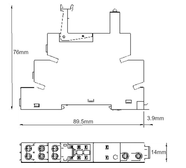 F41F-2Z-C2-1 12~24VAC/DC, Slimline SOCKET ONLY with Screw Terminals, for F115F Series for 12-24VAC/DC Coil
