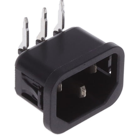6130.5610, IEC Appliance Inlet, C14 Snap In Type, 10 Amp, Snap-in Mounting, Front Side, PCB Terminals