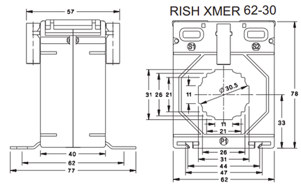 Rish Xmer 62-30 (40) 600/5 Class 0.2S, 6.25VA, 31mm Aperture