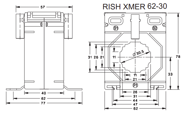 Rish Xmer 62-30 (40) 400/5 Class 0.2S, 10VA, 31mm Aperture