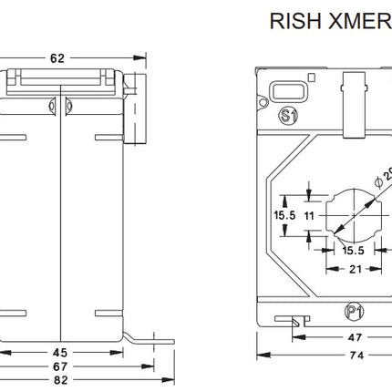 Rish Xmer 74-20 (45) 100/5 Class 1 7.5VA, 21mm Aperture