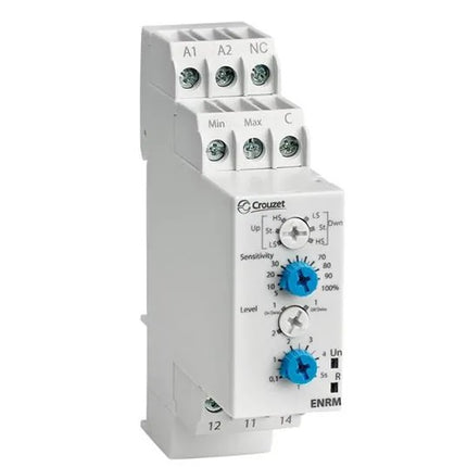 84870210, Liquid Level Control Relay, 240VAC or 24VAC/DC Aux Supply 8 Amp changeover/SPDT, 2 Level Control, with time delay adjustments, ENRM 24-240VUC