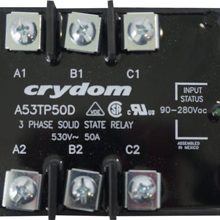 KS24/A-48Z50-L, KS24/A-48Z50-L, Solid State Relay, 3 Phase 90-280VAC Control, 60A, 48-530VAC Load, LED Status Indicator + Cover, UL Approved