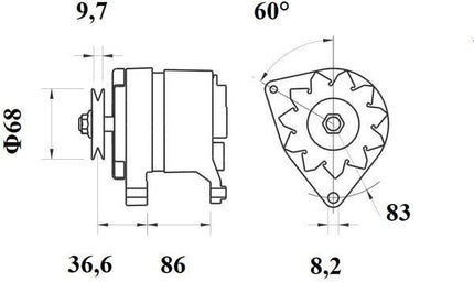 AAK4135 11.201.301, MAHLE (Letrika) Alternator, 14V 55Amp