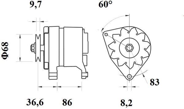 AAK4135 11.201.301, MAHLE (Letrika) Alternator, 14V 55Amp