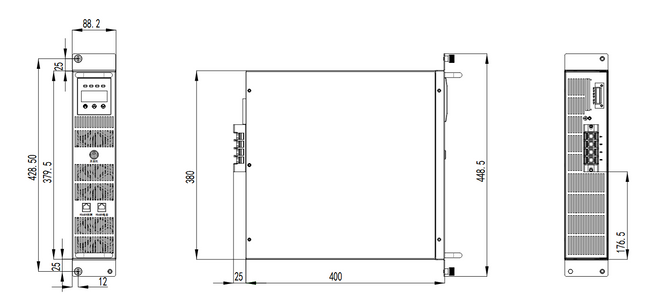 FAST ONE SLIM AHF-44A-400-4W, Active Harmonic Filter & Static Var Generator, 30Kvar/44 Amp, 3 Phase 4 Wire, 380VAC +/-20%, RACK MOUNT ONLY, NOTE for AHF function the module is limited to 30 Amp