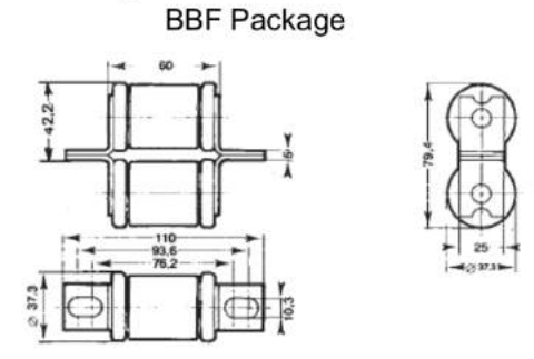 200BBF Series 690V, 200 Amp aR Semiconductor I²t Fuse BS88 Style 200kA Breaking