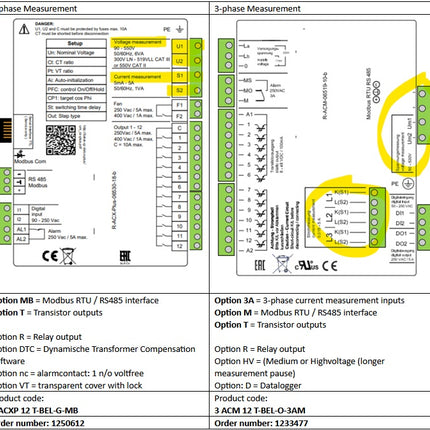 BLR-CM06R (3ACM06R-BEL-O), Power Factor Regulator, 6 Step, 1 Phase Measurement, 3 Phase Control, 50-530V 50/60HZ (OBSOLETE 2025)