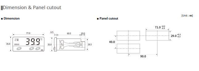 BR6-FNSP3, Temp Controller, 48x24mm, 10-24VDC, TH-540N or NTC Input, 12VDC SSR