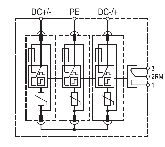 FBT B PVM 150 RM, 150VDC Surge Protection Device for Photovoltaic Systems, Type 1 (CLass I) + Type 2 (CLass II) 40kA WITH REMOTE C/O CONTACTS