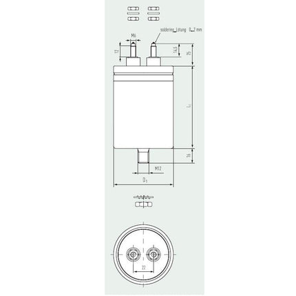 E62.G85-253G10, 25uF, 50x85mm Heavy Duty AC Film Power Capacitor w/Stud -40 to 85 °C 200,000 hrs, 640VAC/1000VDC