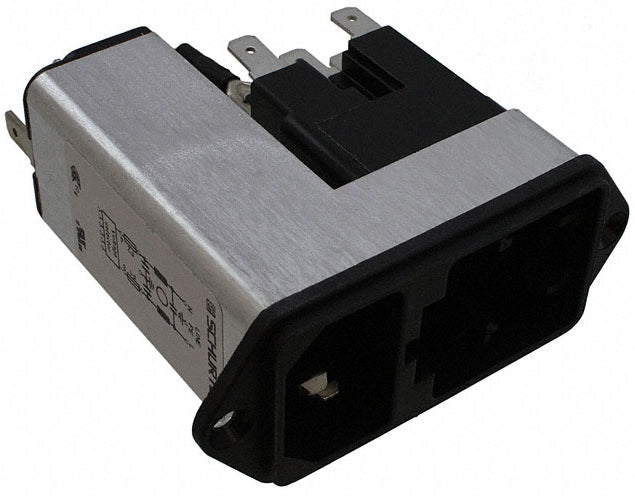 CE40.6100.151, IEC Appliance Inlet Power Entry Connector Receptacle, Male Blades - Module IEC 320-C14 Panel Mount, Flange