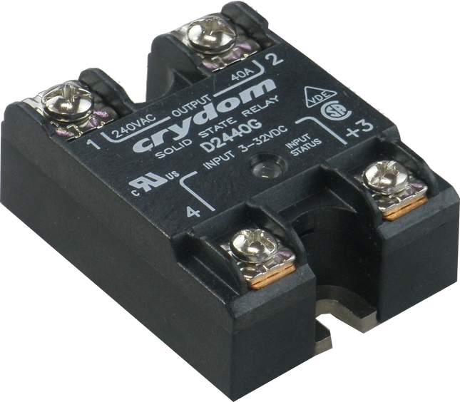 D2440G, Solid State Relay, Single Phase 4-32VDC Control, 40A, 24-280VAC Load w/status LED