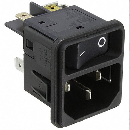 DC11.0001.401, C14/M IEC Inlet/Power Entry Connector Receptacle, Male Blades - Module IEC 320-C14 Panel Mount, Snap-In