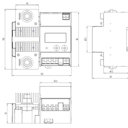DCM650-H, Class B, DIN Rail Mount, 1000VDC, with 550 Amp internal Shunt, 3 x RS485 Modbus RTU Ports, PTB Approved for Billing Purposes