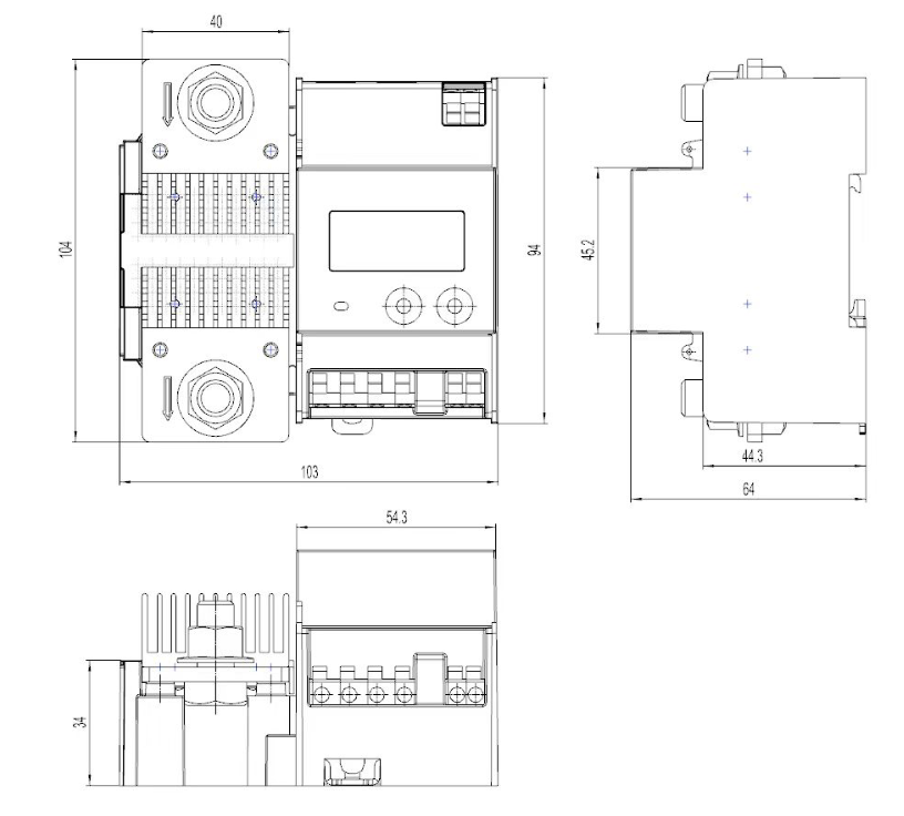 DCM650-H, Class B, DIN Rail Mount, 1000VDC, with 550 Amp internal Shunt, 3 x RS485 Modbus RTU Ports, PTB Approved for Billing Purposes