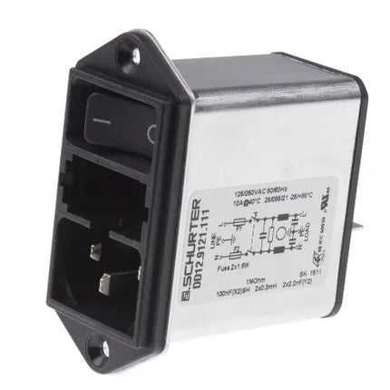DD12.9121.111, IEC Appliance Inlet IEC-320 C14/M with Standard EMC (RFI) Line Filter, Quick Connect Terminals