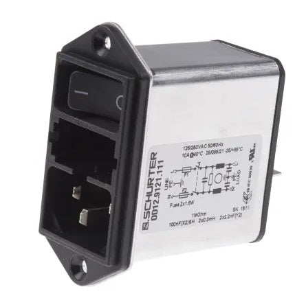 DD12.9121.111, IEC Appliance Inlet IEC-320 C14 with Standard EMC (RFI) Line Filter, Quick Connect Terminals