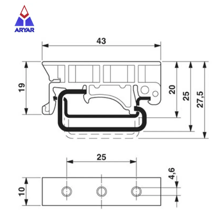 DRG-01 (Generic 35mm DIN Rail Adaptors), UL94V0 DIN Rail Clips for Converting Panel Mount devices, Set of 2pcs with mounting screws, F2.90.98.000.1
