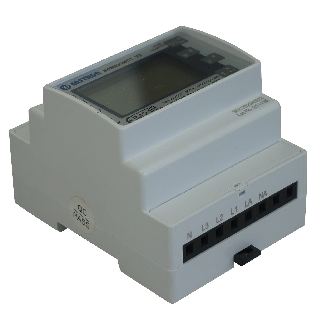 SDM630MCT-LORAWAN-MID-AS923, DIN Rail Mount kWh Meter, 3 Phase, 240VAC aux, Class 1, 1/5 Amp CT Connect, w/ 2 x pulse outputs and LoRaWaN AS923 Wireless Comms