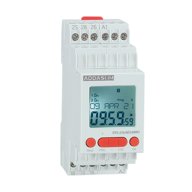 DT9-216/AD240001, Dual Digital Time Switch with 2 independant Daily Weekly, Monthly, Yearly, Astro, Random program, Universal 24-240VAC/DC Power Supply/Control, 2 x  16 Amp SPST CO Relay