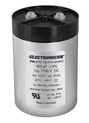 E50.N85-603NT0, 60uF 2kVDC, DC Link, H:85mm x D:85mm, Imax = 40 Amp, M12 Mounting Stud, M6 Terminals