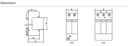 SPD1-DC/3-600/40, 600VDC Surge Protection Device for Photovoltaic Systems, Type 2 40kA
