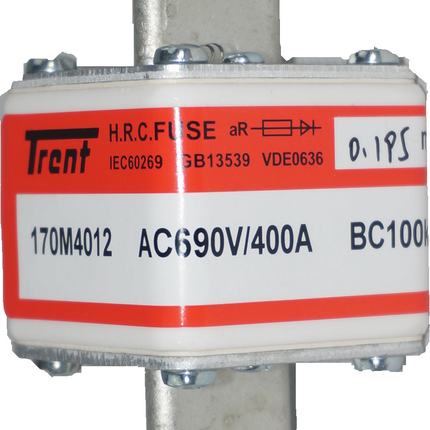 F170M4269, Blade Style Semiconductor Fuse, 900 Amp, 690VAC, Square Body, Size 1, DIN 43 653,  200kA (78mm Hole Centers) with Indicator and Microswitch-NH Blade Style Semiconductor Fuse-Trent-Fastron Electronics Store