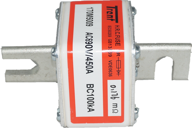 F170M5011, Blade Style Semiconductor Fuse, 550 Amp, 690VAC, Square Body, Size 2, DIN 43 653,  200kA (78mm Hole Centers)-NH Blade Style Semiconductor Fuse-Trent-Fastron Electronics Store