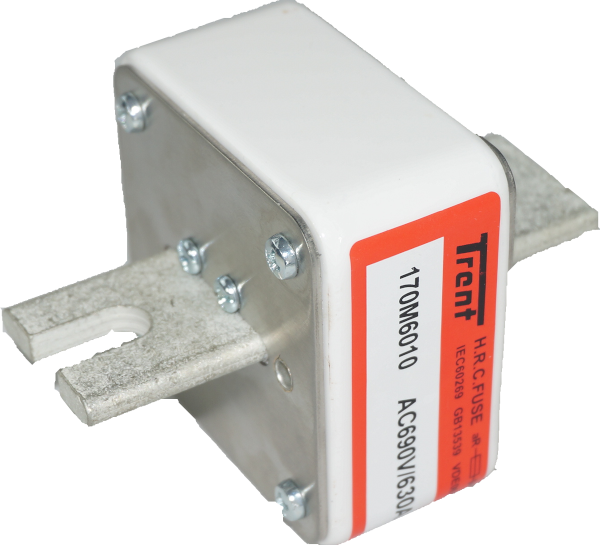 Trent NH Blade Style Semiconductor Fuse F170M6016, Blade Style Semiconductor Fuse, 1250 Amp, 690VAC, Square Body, Size 3, DIN 43 653,  200kA (78mm Hole Centers) FE-F170M6016