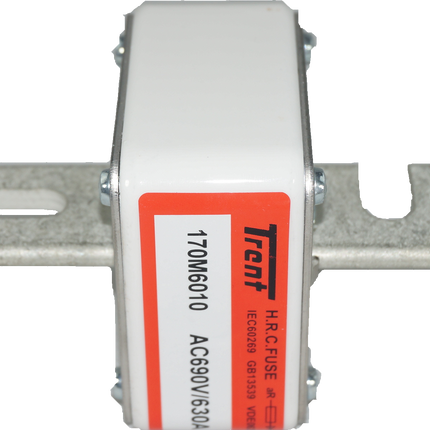 F170M6010, Blade Style Semiconductor Fuse, 630 Amp, 690VAC, Square Body, Size 3, DIN 43 653,  200kA (78mm Hole Centers)-NH Blade Style Semiconductor Fuse-Trent-Fastron Electronics Store