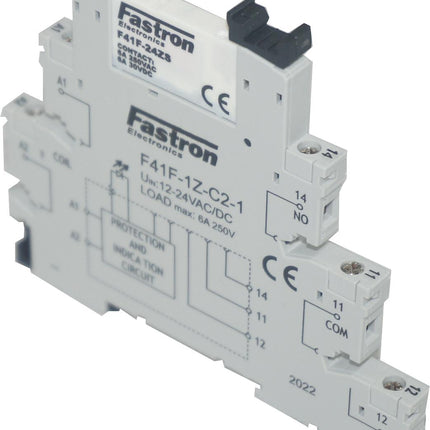 F41F-1Z-C2-1-24AC/DC, Slim Relay & Socket 12-24VAC Coil, 6 Amp @ 30VDC/250VAC-Relay Slimline-Fastron Electronics-Fastron Electronics Store