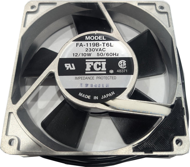 FA-119B-T6L, 119mmx25mm Cooling Fan, 230VAC, 12/10W, Impedance Protected Ball Bearing Fan
