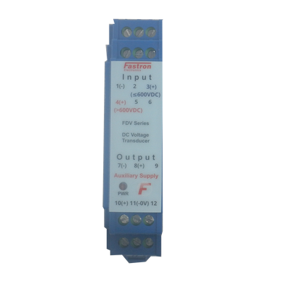 FDV-100-V05-12, DC Voltage Transducer, Din Rail Mount, 0-100VDC, 0-5V output, 12VDC Supply Voltage, 150mS Response