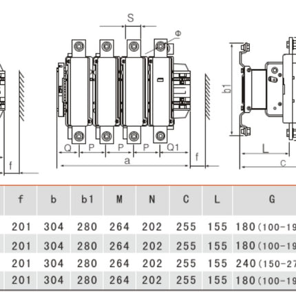 FGC1-F630-230VAC, AC Contactor, 240VAC Control Voltage, 3 Pole NO, Nominal Current = 630 Amps(AC-3) @ 240/400/500/690V