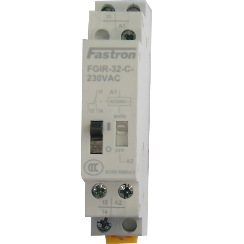 FGIR-32-2C-230VAC, 2 Pole 2 x SPDT CO, Bistable Relay with Manual Override 230VAC 32 Amp 50/60Hz, 232VAC Control Voltage