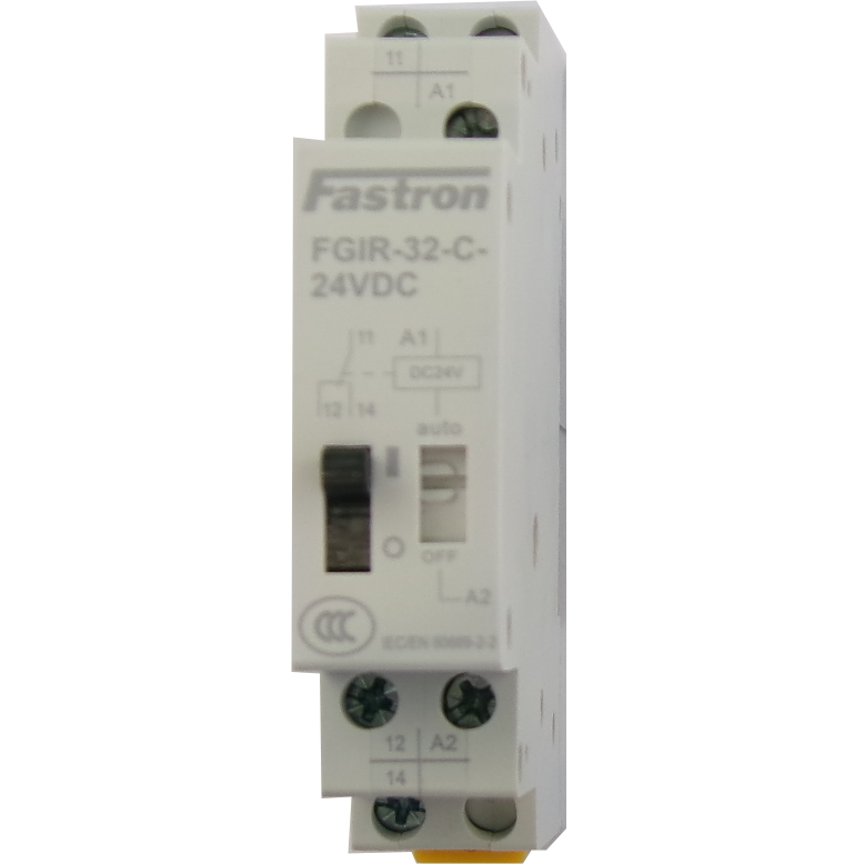FGIR-32-2C-24VAC, 2 Pole 2 x SPDT CO, Bistable Relay with Manual Override 230VAC 32 Amp 50/60Hz, 24VAC Control Voltage