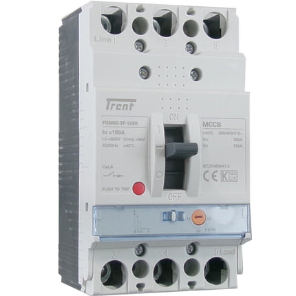 FGM6SM-3P-125H 125A, 3 Pole Moulded Case Circuit Breaker (MCCB) Thermal and Magnetic, Adjustable Type ICS=25kA 125 Amp, 400/690VAC