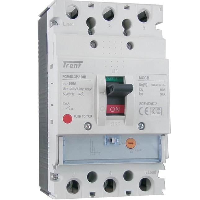 FGM6S-3P-160H 160A, 3 Pole Moulded Case Circuit Breaker (MCCB) Thermal, Adjustable Type ICS=50kA 160 Amp, 400/690VAC