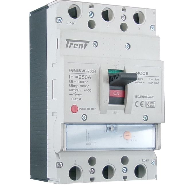 FGM6S-3P-250H 250A, 3 Pole Moulded Case Circuit Breaker (MCCB) Thermal, Adjustable Type ICS=50kA 250 Amp, 400/690VAC