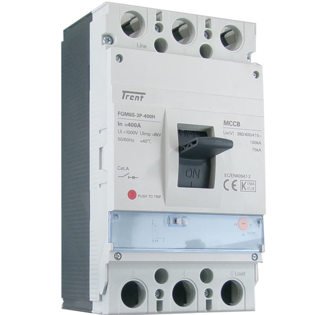 FGM6SM-3P-400H 400A,  3 Pole Moulded Case Circuit Breaker (MCCB) Thermal and Magnetic, Adjustable Type ICS=75kA 400 Amp, 400/690VAC