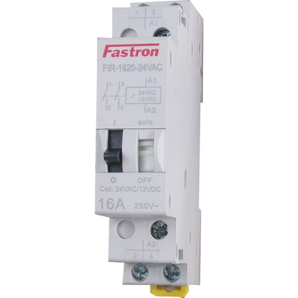 FIR-1620-24VAC, Two Pole 2 x SPST NO Bistable Relay with Manual Override 240VAC, 16 Amp, 24VAC/12VDC Control Voltage, 50/60Hz